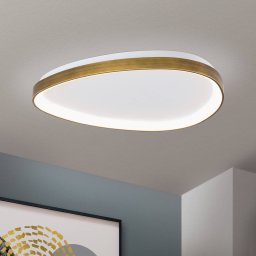 ORION Charlie LED ceiling lamp, Ø 65 cm, opal white, antique brass colour