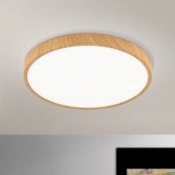 ORION Bully LED ceiling light with a wooden look, 28 cm