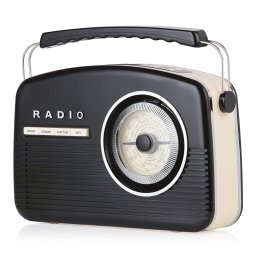 Lloytron N6403WD Vintage Rechargeable Portable Bluetooth AM FM Radio Wood  Effect