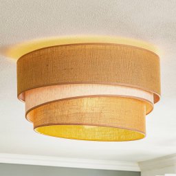 Duolla Trio jute ceiling light, natural brown/white, Ø45cm