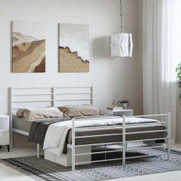 vidaXL Metal Bed Frame without Mattress with Footboard White 150x200cm
