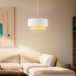 Duolla Boho pendant light, Ø 45 cm, 1-bulb, cream white/rattan