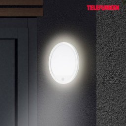 Telefunken Sensor outdoor wall light Nizza Ø 28cm white 4,000K