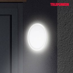 Telefunken LED outdoor wall light Nizza, Ø 28cm, white, 4,000K