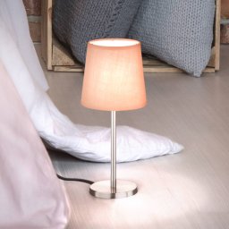 FH Lighting Eve table lamp linen lampshade nickel/pink