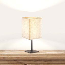FH Lighting Lela table lamp, beige/black, 30 cm, linen textile