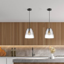 FISCHER & HONSEL Miro pendant light, 1-bulb, smoked glass/clear, Ø20cm