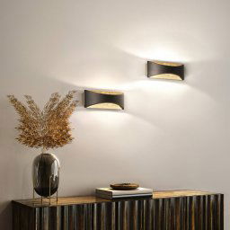 FISCHER & HONSEL Rio LED wall light, black/gold leaf, width 23 cm, metal