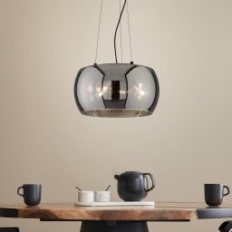 FISCHER & HONSEL Dima pendant light, smoked glass, 1-bulb, Ø 40 cm