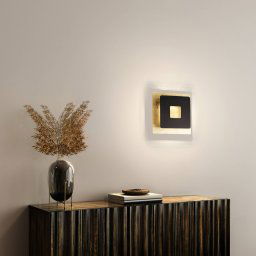 FISCHER & HONSEL Hennes LED wall light, width 18 cm, gold leaf/black