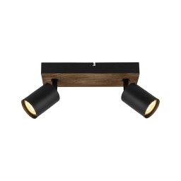 Brilliant Jello Wood wall light, black/wood 2-bulb