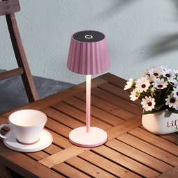 Lindby Esali LED rechargeable table lamp, pink, metal, IP54