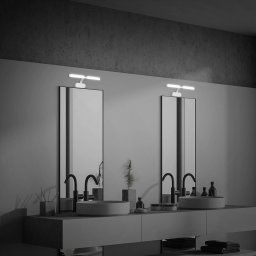 Briloner Runt LED wall lamp IP44 cantilever 4,000 K chrome