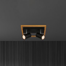 Briloner Frey downlight wooden frame GU10 black 2-bulb