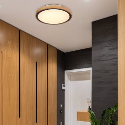 Globo Bruno LED ceiling light with wooden frame CCT Ø 30 cm