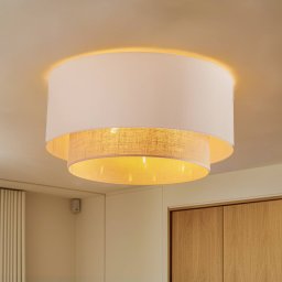 Duolla Boho ceiling light, Ø 60 cm, ecru/jute