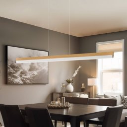 Quitani LED hanging light Keijo, nickel/oak, 143 cm