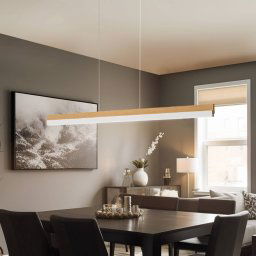Quitani LED hanging light Keijo, nickel/oak, 123 cm