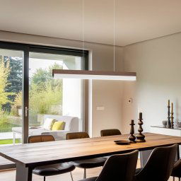 Quitani LED hanging light Keijo, nickel/nut, 83 cm