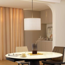 Lindby pendant light Soula, Ø 40 cm, beige, plastic, E27