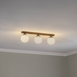 Argon Ceiling lamp Fatis opal glass/black 3-bulb long