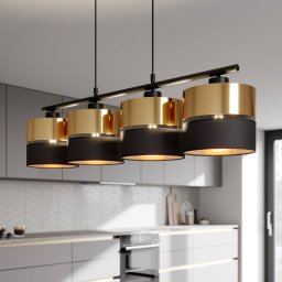 TK Lighting Hilton pendant light, black/gold, 4-bulb