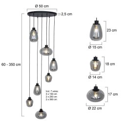 Steinhauer Reflexion hanging light, 7-bulb Ø 55 cm