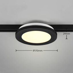 Trio Lighting Camillus LED track light for DUOline, black, Ø 17 cm