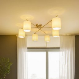 Lindby Pellinora ceiling light, nickel colour/white