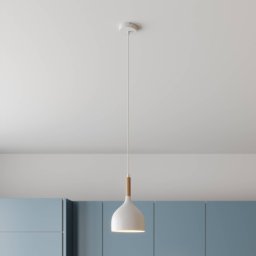 Luminex Noak pendant light, white/natural wood, Ø 17 cm