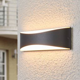 Lucande LED outdoor wall light Akira, anthracite, metal, 23cm