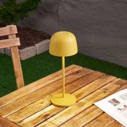 Lindby LED rechargeable table lamp Arietty, yellow, dimmable, IP65