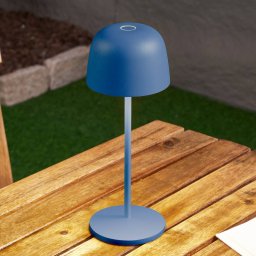 Lindby Arietty LED rechargeable table lamp, blue, dimmable, IP65