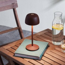 Lindby Arietty LED rechargeable table lamp, brown, dimmable, IP65
