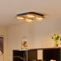 Lindby LED spot Joren, wood, 38 x 38 cm, 4-bulb, 3,000 K