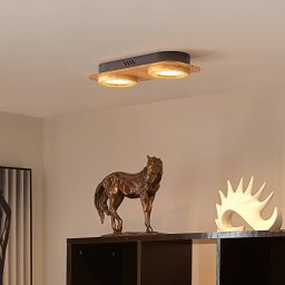 Lindby LED spot Joren, wood, 38 x 16 cm, 2-bulb, 3,000 K