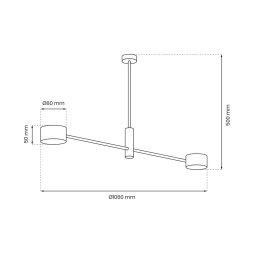 Eko-Light Cross Gold ceiling light, 2-bulb