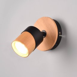 Trio Lighting Aruni wall spotlight made of wood, 1-bulb, black