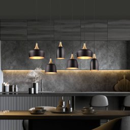 Trio Lighting Chiraz pendant light, 6-bulb, black/gold