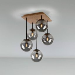 JUST LIGHT. GmbH Green Widow ceiling light, glass globes, 5-bulb