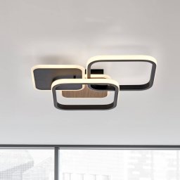 JUST LIGHT. GmbH LED ceiling light Sevent, angular 3,000 K wood-coloured