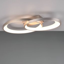 Reality Leuchten Malaga LED ceiling light with 2 rings, matt nickel