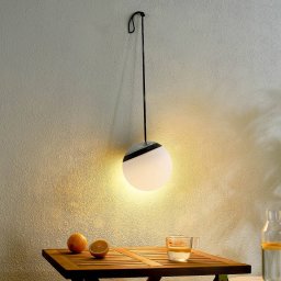 Lindby LED outdoor hanging light Eleia, RGBW, 20 cm, rechargeable battery