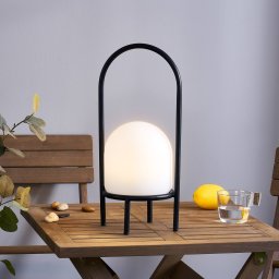 Lindby Eleia LED patio light, black, metal, rechargeable battery