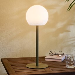 Lindby LED table lamp Eleia, green, metal, rechargeable battery