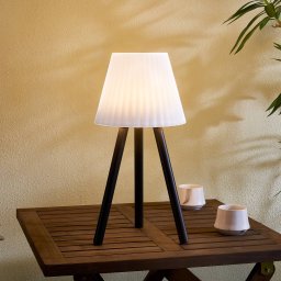Lindby LED outdoor table lamp Jaimy, rechargeable battery, black, metal