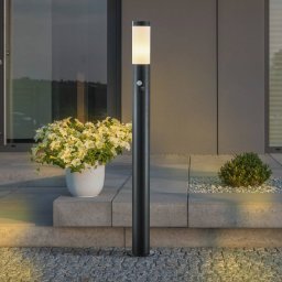Lindby Statius path light, anthracite/white, sensor, 100cm