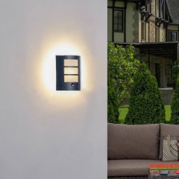 Lindby outdoor wall lamp Vimal, sensor, E27, 26 cm, aluminium