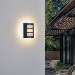 Lindby outdoor wall lamp Vimal, E27, 26 cm, black, aluminium