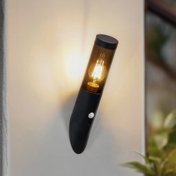 Lindby Statius outdoor wall light, anthracite, iron, sensor